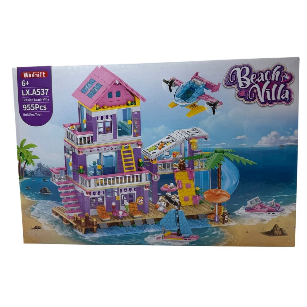 WINGIFT 955 Pc Seaside Beach Villa Building Set Helicopter Yacht Sailboat New